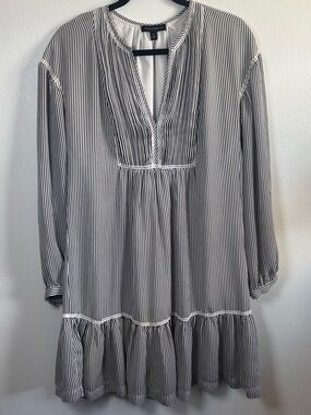 Banana Republic Black & White Striped Babydoll Tunic Dress